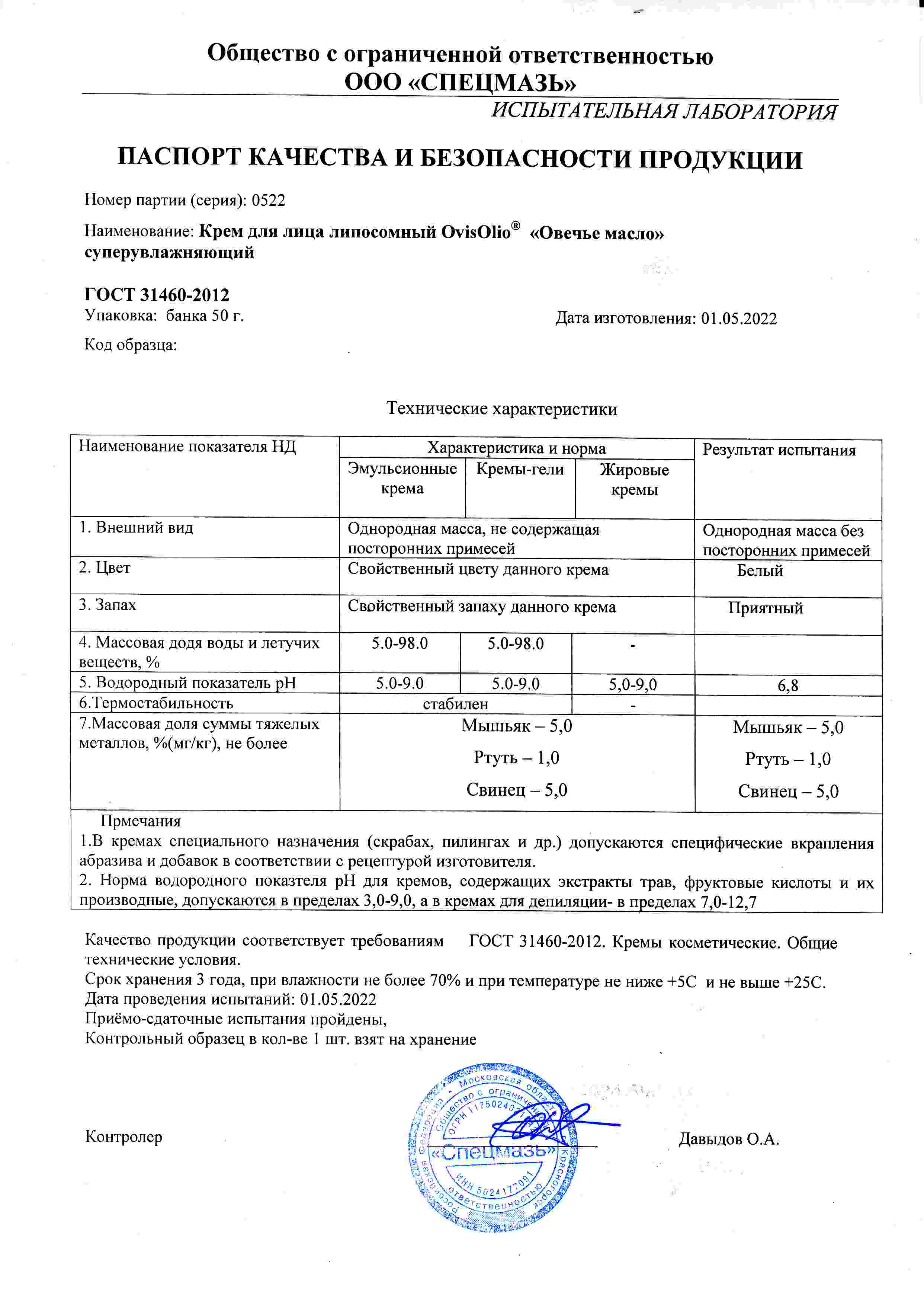 Паспорт №052022